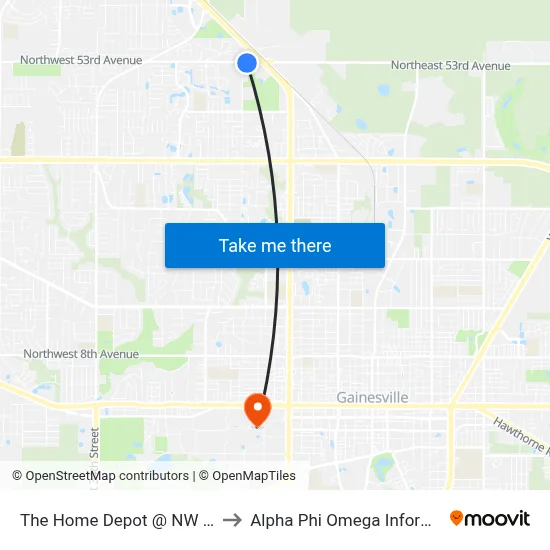 The Home Depot @ NW 53rd Avenue to Alpha Phi Omega Information Booth map
