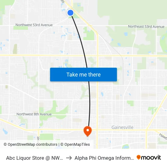 Abc Liquor Store @ NW 34th Street to Alpha Phi Omega Information Booth map