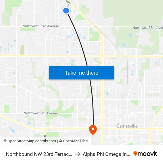 Northbound NW 23rd Terrace @ NW 62nd Avenue to Alpha Phi Omega Information Booth map