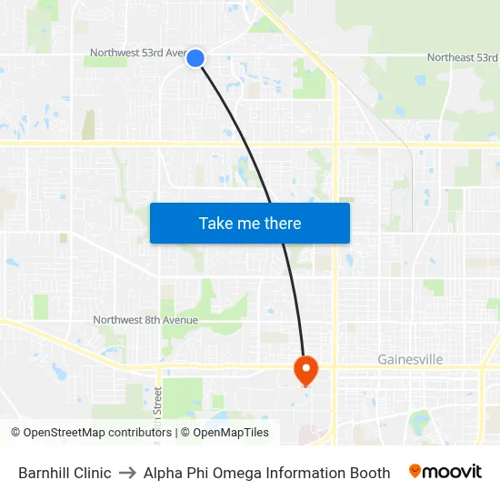Barnhill Clinic to Alpha Phi Omega Information Booth map
