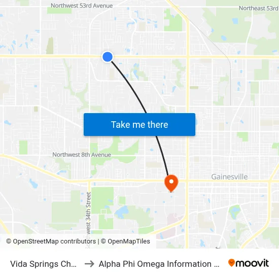 Vida Springs Church to Alpha Phi Omega Information Booth map