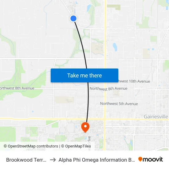 Brookwood Terrace to Alpha Phi Omega Information Booth map