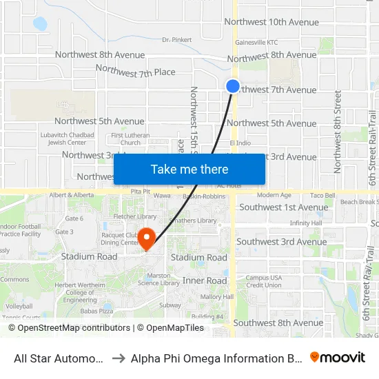 All Star Automotive to Alpha Phi Omega Information Booth map