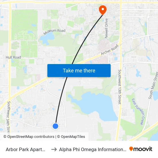 Arbor Park Apartments to Alpha Phi Omega Information Booth map