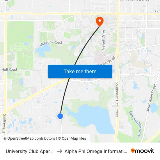 University Club Apartments to Alpha Phi Omega Information Booth map