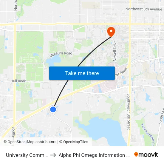 University Commons to Alpha Phi Omega Information Booth map