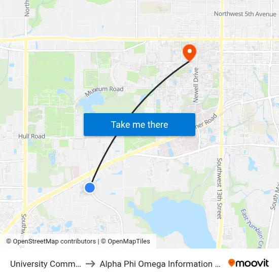 University Commons to Alpha Phi Omega Information Booth map