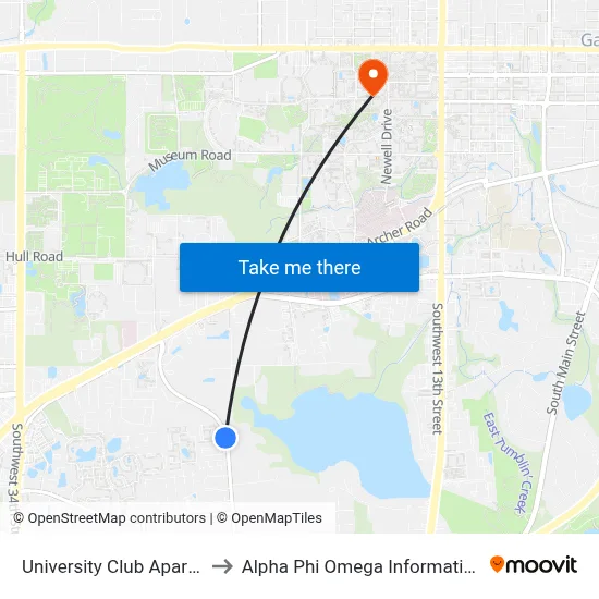 University Club Apartments to Alpha Phi Omega Information Booth map