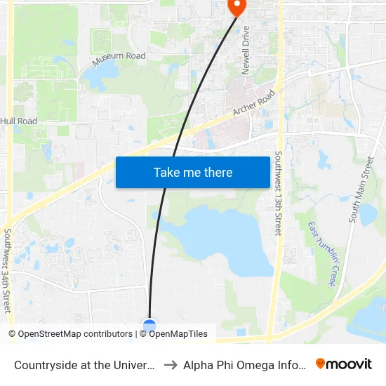 Countryside at the University Apartments to Alpha Phi Omega Information Booth map
