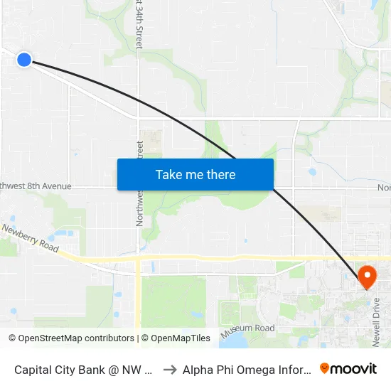 Capital City Bank @ NW 16th Boulevard to Alpha Phi Omega Information Booth map