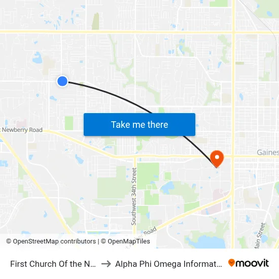 First Church Of the Nazarene to Alpha Phi Omega Information Booth map