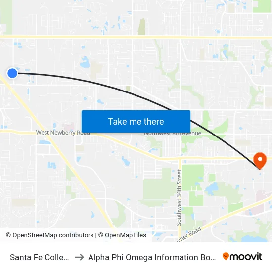 Santa Fe College to Alpha Phi Omega Information Booth map
