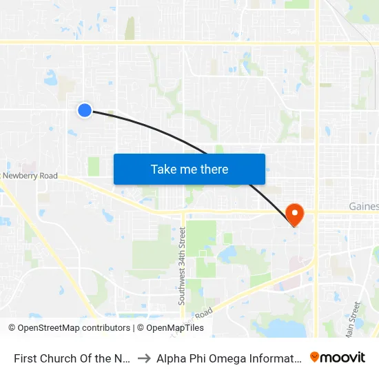First Church Of the Nazarene to Alpha Phi Omega Information Booth map