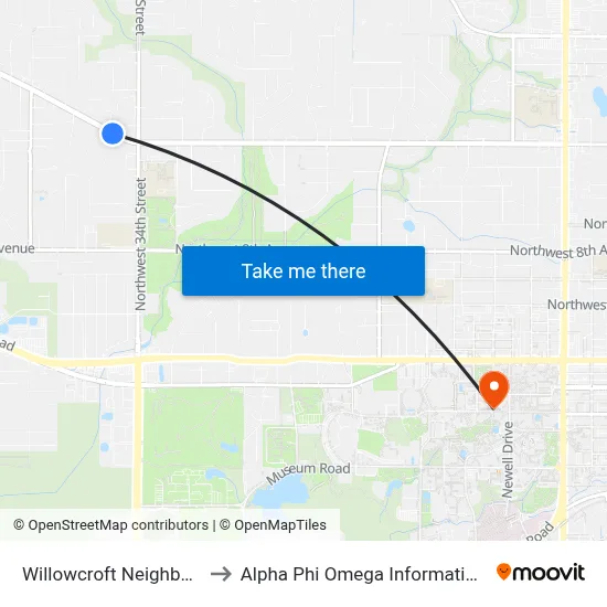 Willowcroft Neighborhood to Alpha Phi Omega Information Booth map