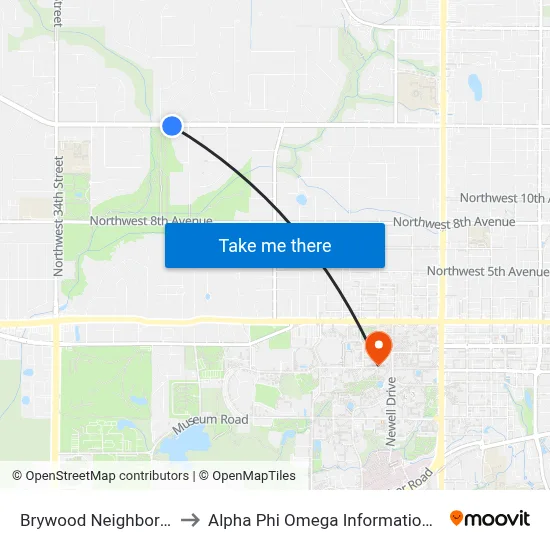 Brywood Neighborhood to Alpha Phi Omega Information Booth map