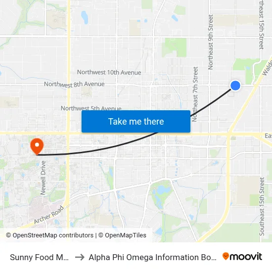 Sunny Food Mart to Alpha Phi Omega Information Booth map