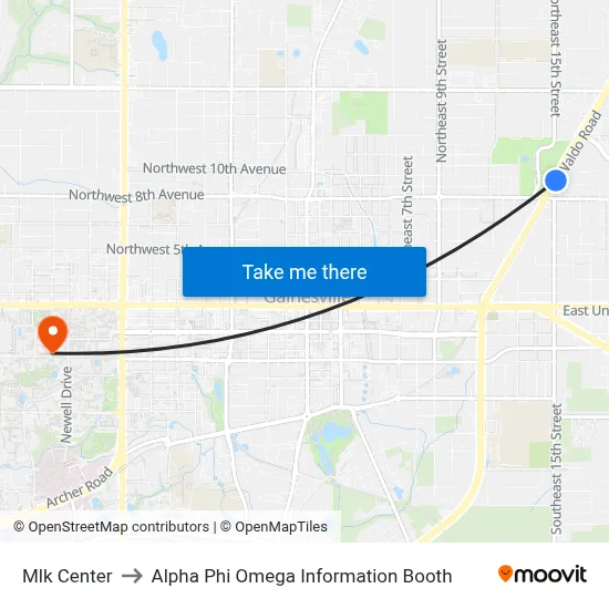 Mlk Center to Alpha Phi Omega Information Booth map