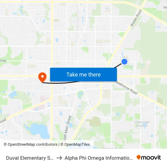 Duval Elementary School to Alpha Phi Omega Information Booth map