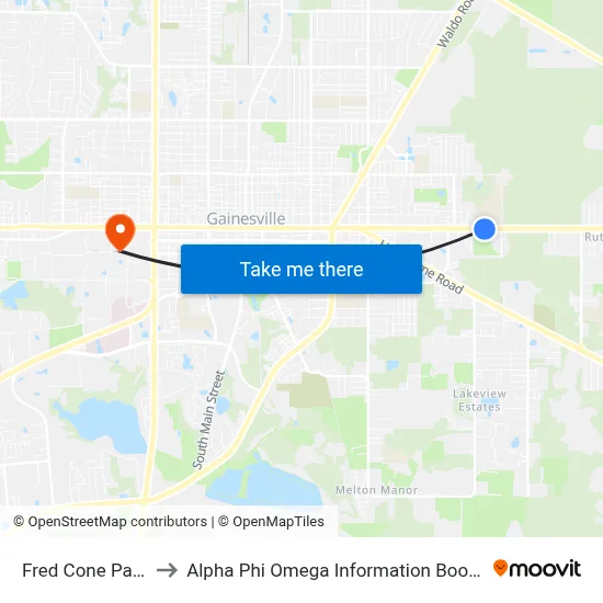 Fred Cone Park to Alpha Phi Omega Information Booth map