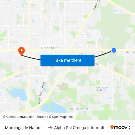 Morningside Nature Center to Alpha Phi Omega Information Booth map