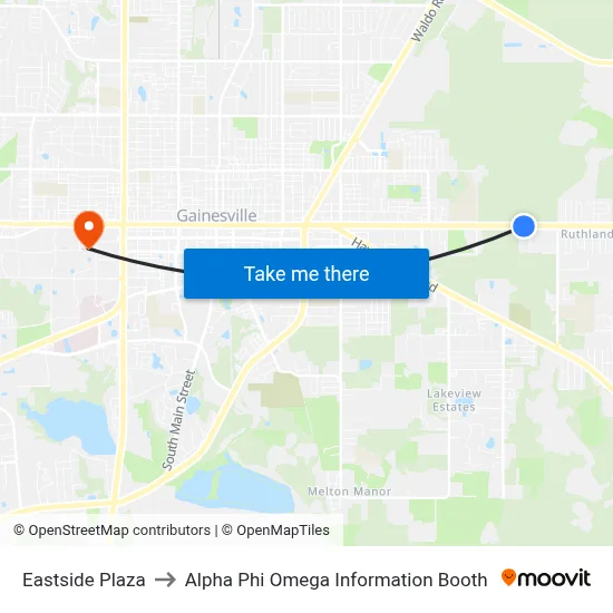 Eastside Plaza to Alpha Phi Omega Information Booth map