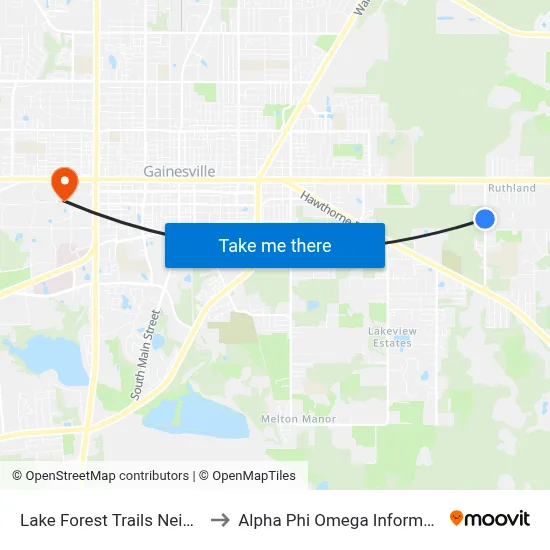 Lake Forest Trails Neighborhood to Alpha Phi Omega Information Booth map