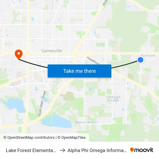 Lake Forest Elementary School to Alpha Phi Omega Information Booth map