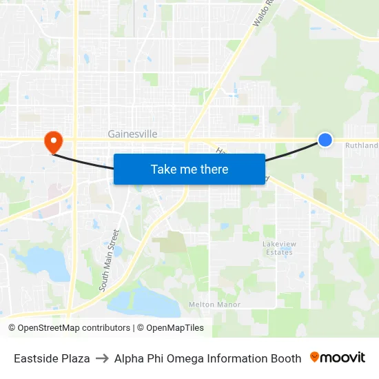 Eastside Plaza to Alpha Phi Omega Information Booth map