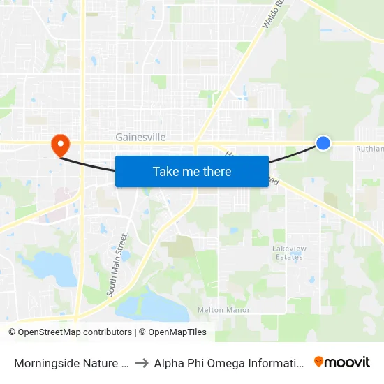 Morningside Nature Center to Alpha Phi Omega Information Booth map