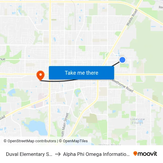 Duval Elementary School to Alpha Phi Omega Information Booth map