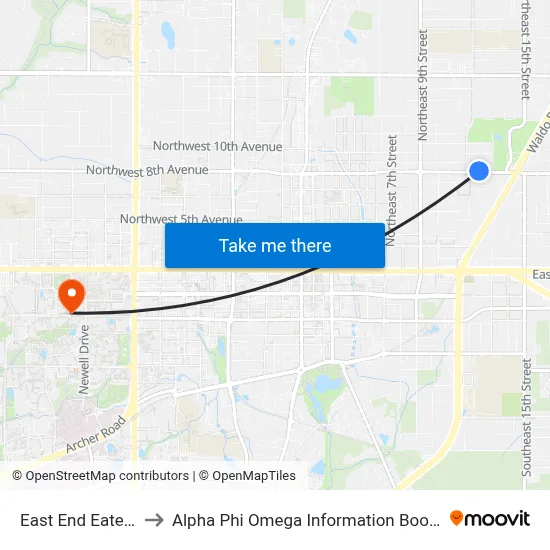 East End Eatery to Alpha Phi Omega Information Booth map