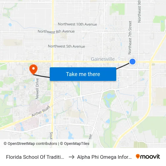 Florida School Of Traditional Midwifery to Alpha Phi Omega Information Booth map