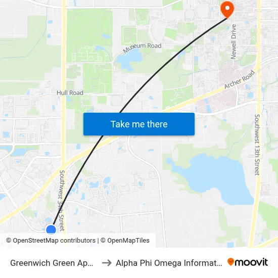 Greenwich Green Apartments to Alpha Phi Omega Information Booth map