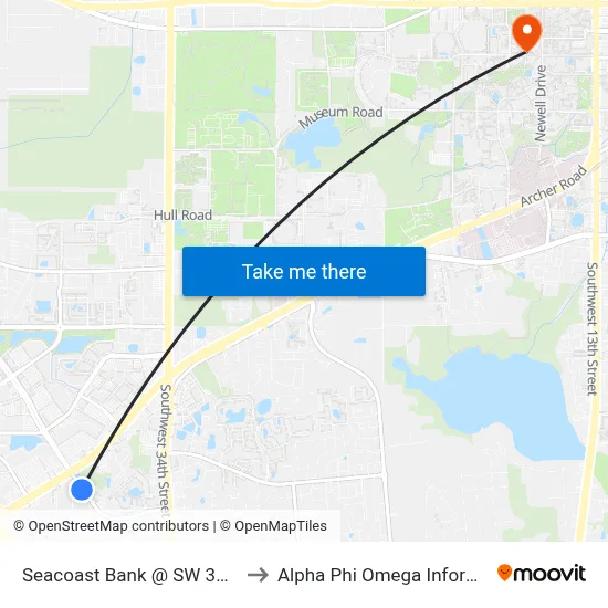Seacoast Bank @ SW 37th Boulevard to Alpha Phi Omega Information Booth map