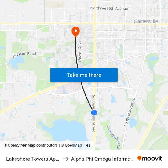 Lakeshore Towers Apartments to Alpha Phi Omega Information Booth map