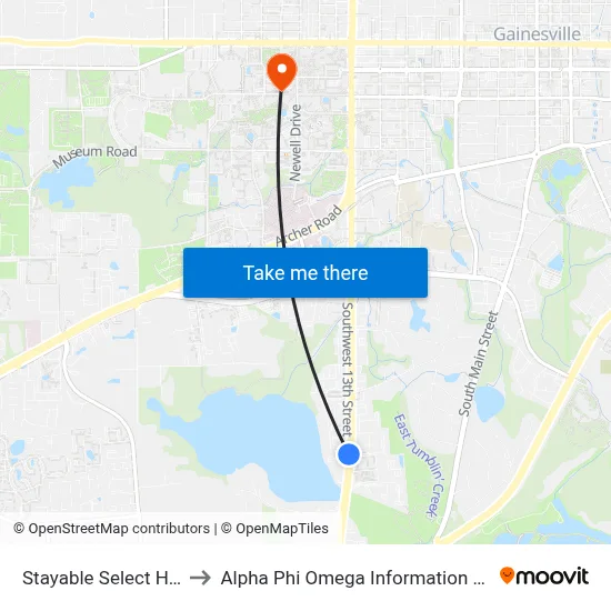 Stayable Select Hotel to Alpha Phi Omega Information Booth map