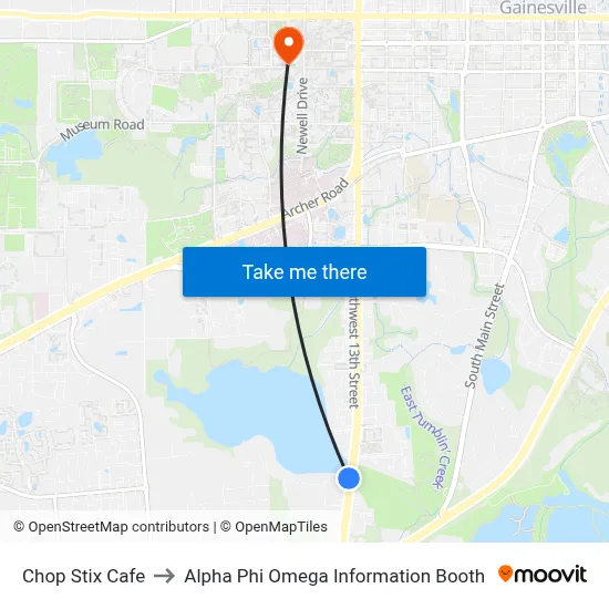 Chop Stix Cafe to Alpha Phi Omega Information Booth map