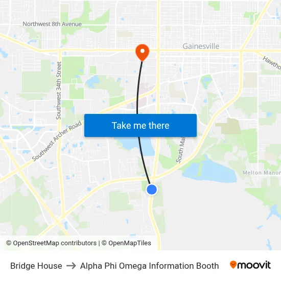Bridge House to Alpha Phi Omega Information Booth map