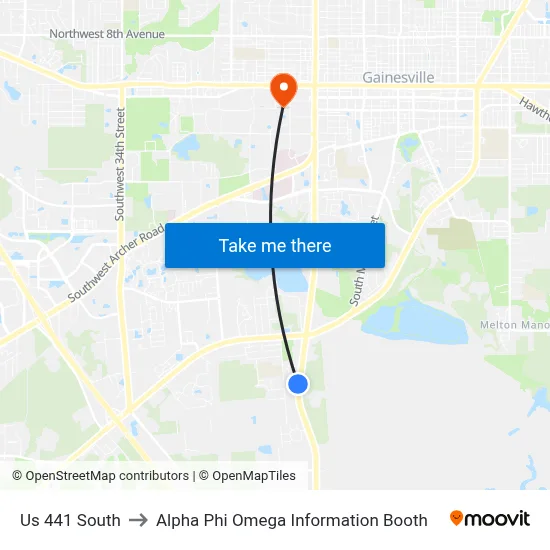 Us 441 South to Alpha Phi Omega Information Booth map