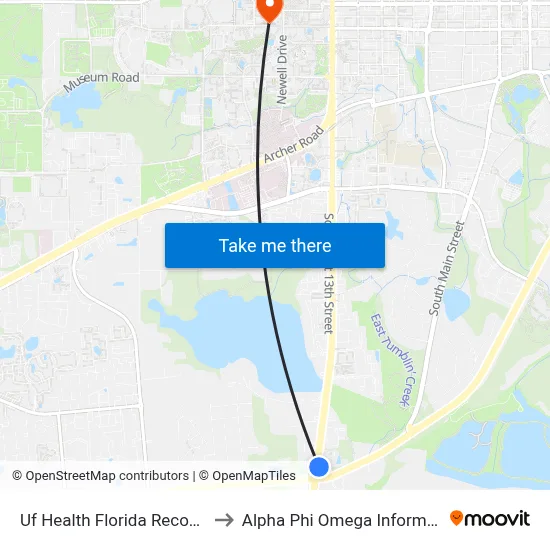 Uf Health Florida Recovery Center to Alpha Phi Omega Information Booth map