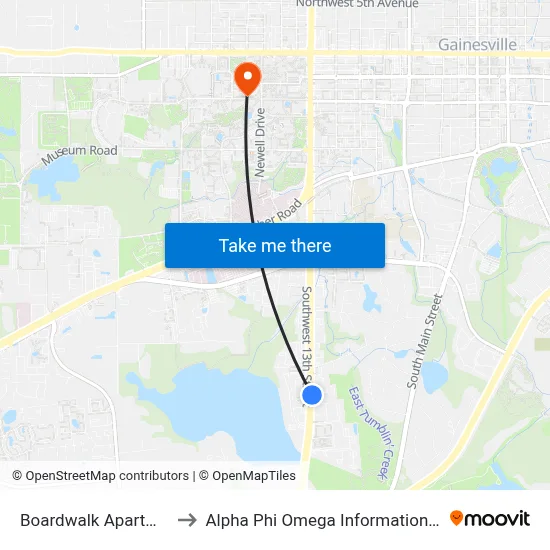 Boardwalk Apartments to Alpha Phi Omega Information Booth map
