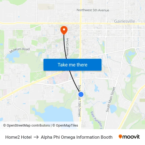 Home2 Hotel to Alpha Phi Omega Information Booth map