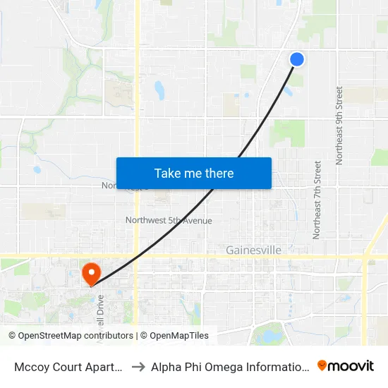 Mccoy Court Apartments to Alpha Phi Omega Information Booth map