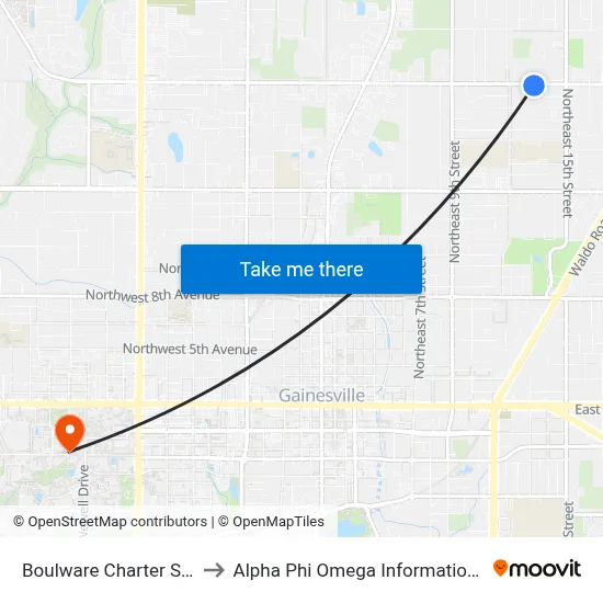 Boulware Charter School to Alpha Phi Omega Information Booth map