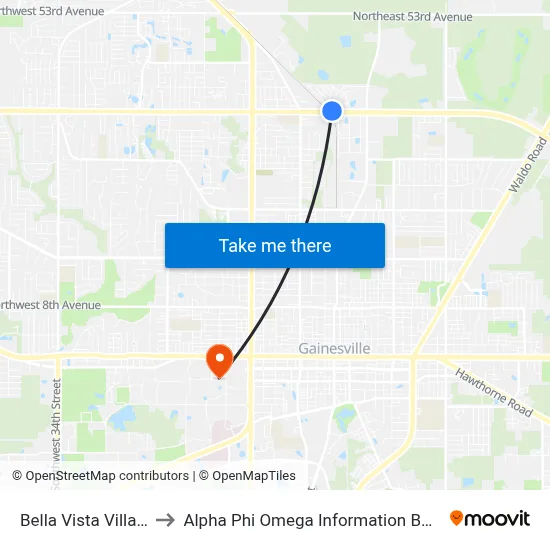 Bella Vista Village to Alpha Phi Omega Information Booth map
