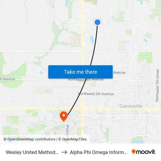 Wesley United Methodist Church to Alpha Phi Omega Information Booth map