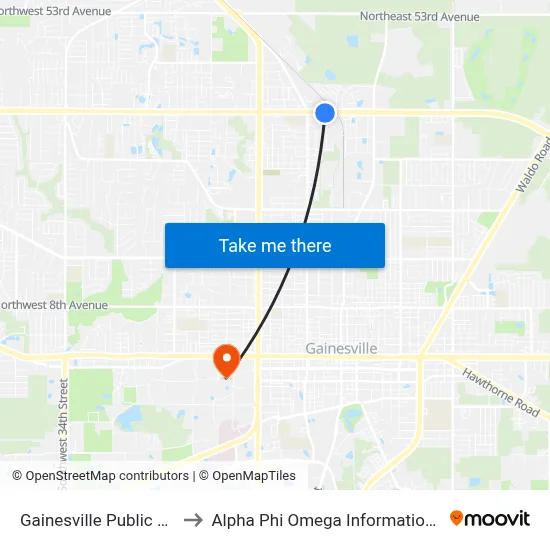 Gainesville Public Works to Alpha Phi Omega Information Booth map