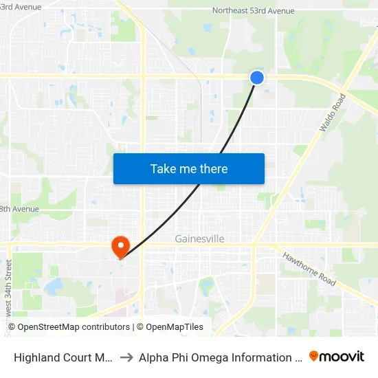 Highland Court Manor to Alpha Phi Omega Information Booth map