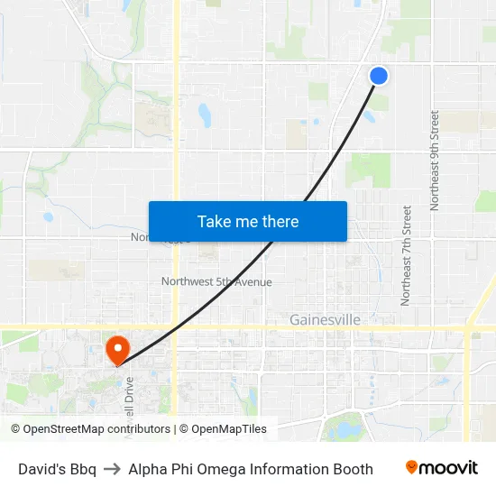 David's Bbq to Alpha Phi Omega Information Booth map
