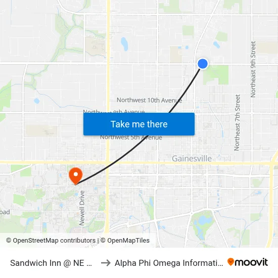 Sandwich Inn @ NE 16th Ave to Alpha Phi Omega Information Booth map